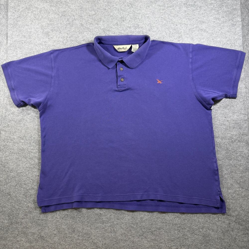 Vintage 90s Eddie Bauer Polo Shirt Mens L Purple Cotton Boxy Fit Soft Touch
